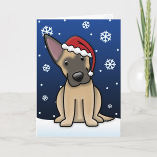 Kawaii Belgian Malinois Christmas Kaart