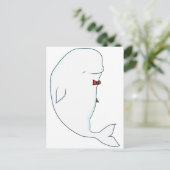 kawaii beluga walvis met rode kom briefkaart (Staand voorkant)