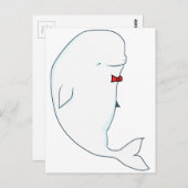 kawaii beluga walvis met rode kom briefkaart (Voorkant / Achterkant)