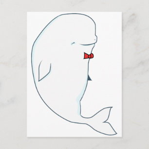 kawaii beluga walvis met rode kom briefkaart