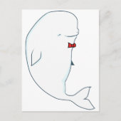 kawaii beluga walvis met rode kom briefkaart (Voorkant)