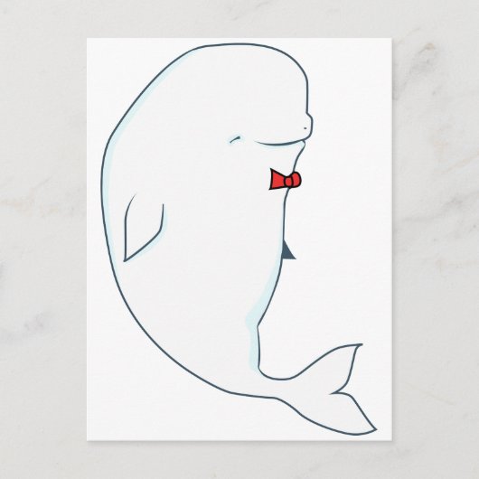 kawaii beluga walvis met rode kom briefkaart (Voorkant)