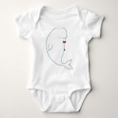 kawaii beluga walvis met rode kom romper (Voorkant)