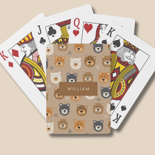 Kawaii berenpatroon voor kinderen pokerkaarten