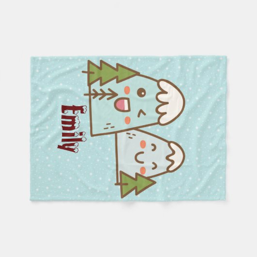Kawaii-bergen in sneeuw fleece deken (Voorkant (Horizontaal))