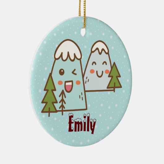 Kawaii-bergen in sneeuw keramisch ornament (Rechts)