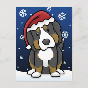 Kawaii Bernese Mountain Dog-kerstBriefkaart Feestdagenkaart