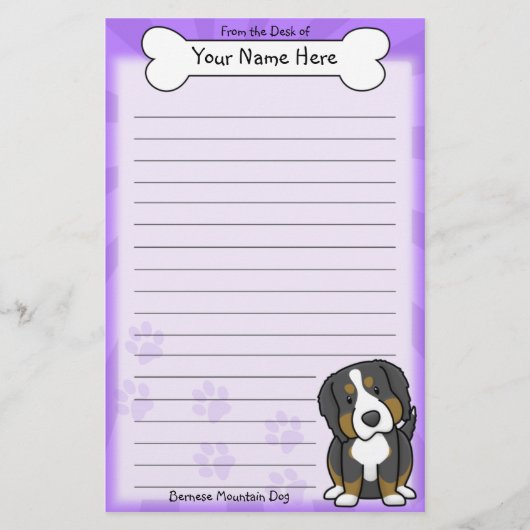 Kawaii Bernese Mountain Dog Stationery Briefpapier (Voorkant)