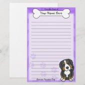 Kawaii Bernese Mountain Dog Stationery Briefpapier (Voorkant / Achterkant)