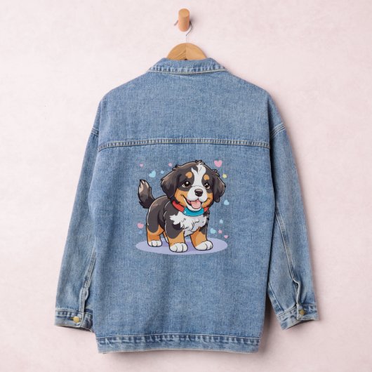 Kawaii Bernese Puppy, Schattigee Berner Pup Denim Jacket (Hangar)