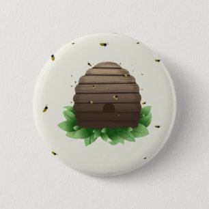 kawaii bijenkorf en bijenkast ronde button 5,7 cm