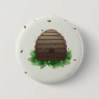 kawaii bijenkorf en bijenkast ronde button 5,7 cm