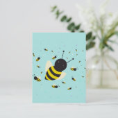 kawaii - bijenzwerm en polka - punten pastelblauw briefkaart (Staand voorkant)