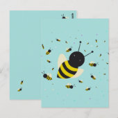 kawaii - bijenzwerm en polka - punten pastelblauw briefkaart (Voorkant / Achterkant)