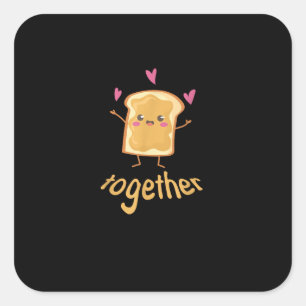 Kawaii Bijpassend Koppel Pindakaas Gelei Beter Vierkante Sticker
