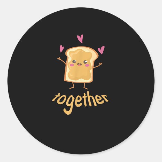Kawaii bijpassend koppel pindakaas jelly beter ronde sticker (Voorkant)