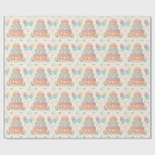 Kawaii Birthday - Cute Cake and Cupcakes Cadeaupapier (Vlak)