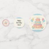 Kawaii Birthday - Cute Cake and Cupcakes Confetti (Achterkanten)