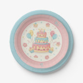 Kawaii Birthday - Cute Cake and Cupcakes Papieren Bordje (Voorkant)