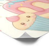 Kawaii Birthday - Cute Cake and Cupcakes Poster (Hoek)