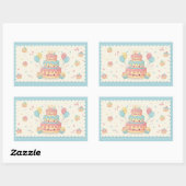 Kawaii Birthday - Cute Cake and Cupcakes Rechthoekige Sticker (Vel)