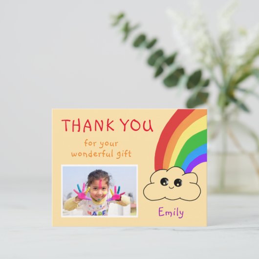 Kawaii Birthday Hartelijk dank voor uw fotokaart v Briefkaart (Staand voorkant)