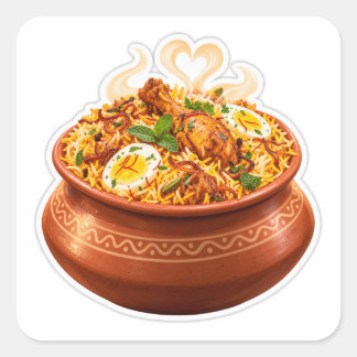 Kawaii Biryani Sticker, Schattelijk Indiaas Eten H Vierkante Sticker