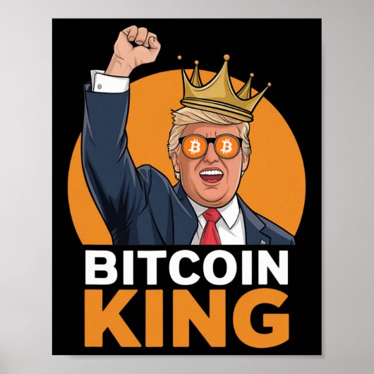 Kawaii Bitcoin King Trump Crypto Shades Bitcoin EV Poster (Voorkant)