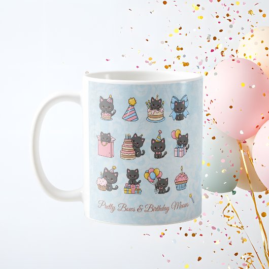 Kawaii Black Cat Birthday Mug | Birthday Meows Koffiemok