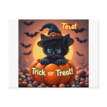 Kawaii Black Cat Halloween Briefkaart