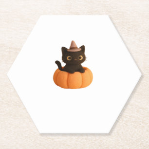 Kawaii Black Cat in Pumpkin Schattige Felt Hallowe Kartonnen Onderzetters
