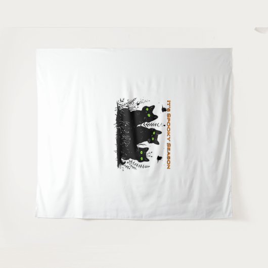 Kawaii Black Cat in Pumpkin Schattige Felt Hallowe Wandkleed (Voorkant (horizontaal))