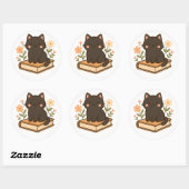 Kawaii Black Cat on Book – Cozy Sticker (Vel)