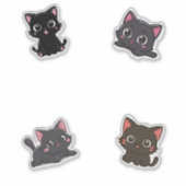 Kawaii Black Cat Pack Schattigee Cartoon Cat Decal Sticker (Voorkant)