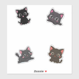 Kawaii Black Cat Pack Schattigee Cartoon Cat Decal Sticker