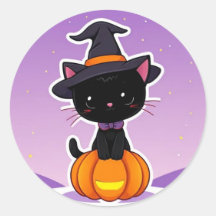 Kawaii Black Cat Pumpkin Halloween Sticker