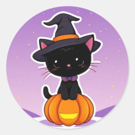 Kawaii Black Cat Pumpkin Halloween Sticker