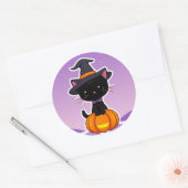 Kawaii Black Cat Pumpkin Halloween Sticker (Envelop)