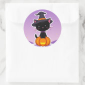 Kawaii Black Cat Pumpkin Halloween Sticker (Tas)