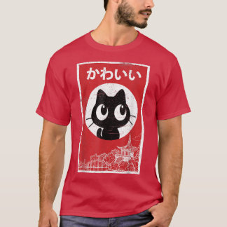 Kawaii Black Cat Ramen Lover Retro Japan T-shirt