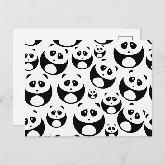 Kawaii Black en White Panda Pattern Briefkaart (Voorkant / Achterkant)