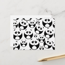Kawaii Black en White Panda Pattern Briefkaart