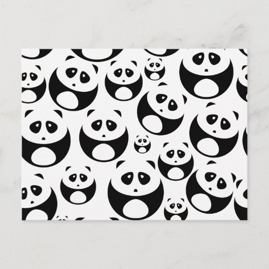 Kawaii Black en White Panda Pattern Briefkaart (Voorkant)