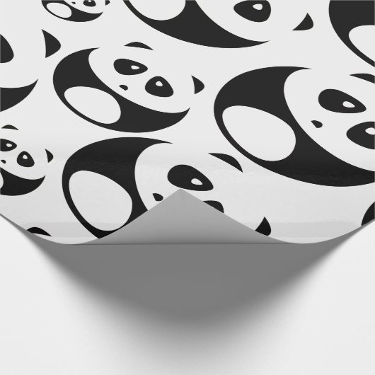 Kawaii Black en White Panda Pattern Cadeaupapier (Hoek)