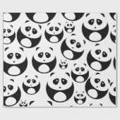 Kawaii Black en White Panda Pattern Cadeaupapier (Vlak)