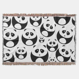 Kawaii Black en White Panda Pattern Deken