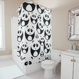 Kawaii Black en White Panda Pattern Douchegordijn