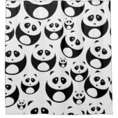 Kawaii Black en White Panda Pattern Douchegordijn (Voorkant)