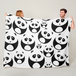 Kawaii Black en White Panda Pattern Fleece Deken