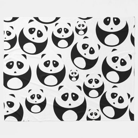 Kawaii Black en White Panda Pattern Fleece Deken (Voorkant (Horizontaal))